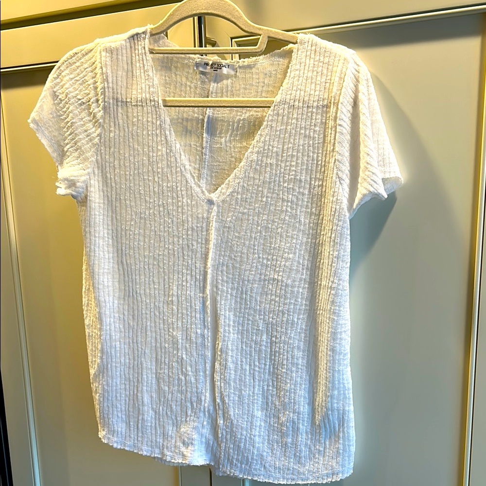 Project Social T White Ribbed Blouse
